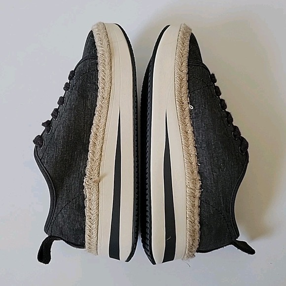 Reef Arvo Sneakers 7 Black Canvas Low Top Lace Up Platform Athleisure Casual - Picture 5 of 11